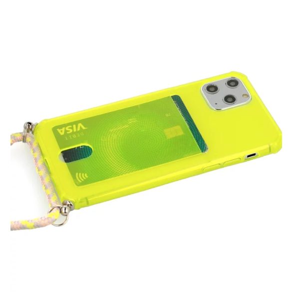 Strap Fluo Case iPhone 7/8/SE (2020/2022) nyakpántos hátlap, tok, lime zöld