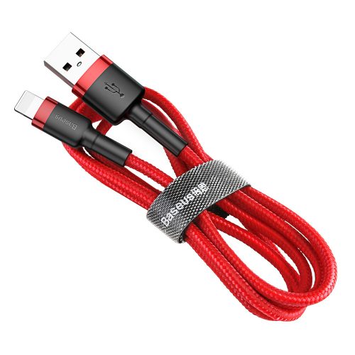 Baseus Cafule CALKLF-A09 USB/lightning adat- és töltőkábel, 2.4A, 0.5m, piros-fekete