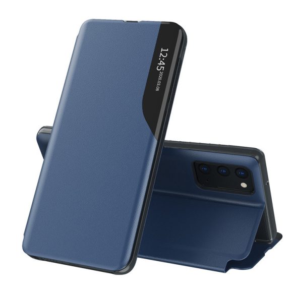 Eco Leather View Case Samsung Galaxy A52 4G/A52 5G/A52s 5G oldalra nyíló tok, sötétkék