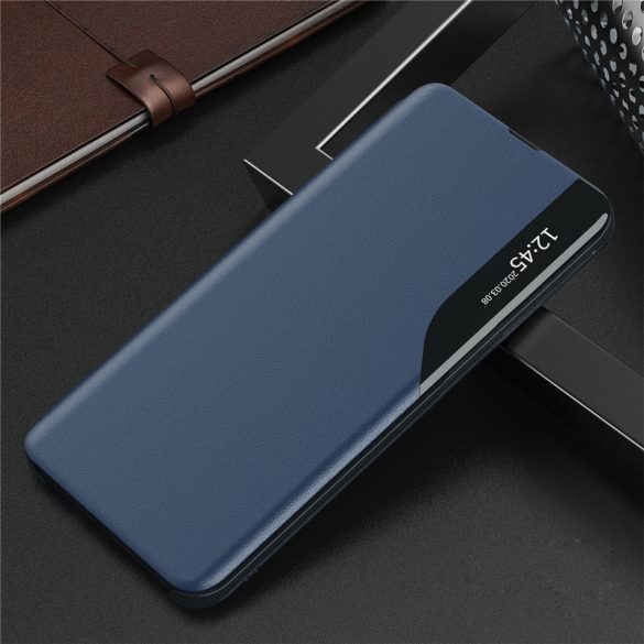 Eco Leather View Case Samsung Galaxy A52 4G/A52 5G/A52s 5G oldalra nyíló tok, sötétkék