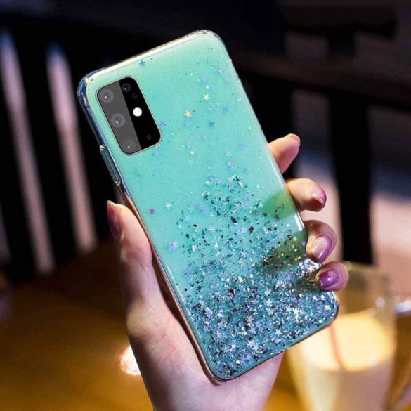 Sequins Glue Glitter Case Samsung Galaxy A72 4G/5G hátlap, tok, mentazöld