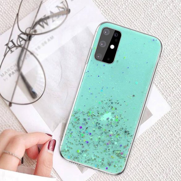 Sequins Glue Glitter Case Samsung Galaxy A72 4G/5G hátlap, tok, mentazöld