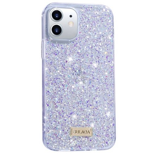 Sulada iPhone 12 Mini Luminous Glitter hátlap, tok, lila