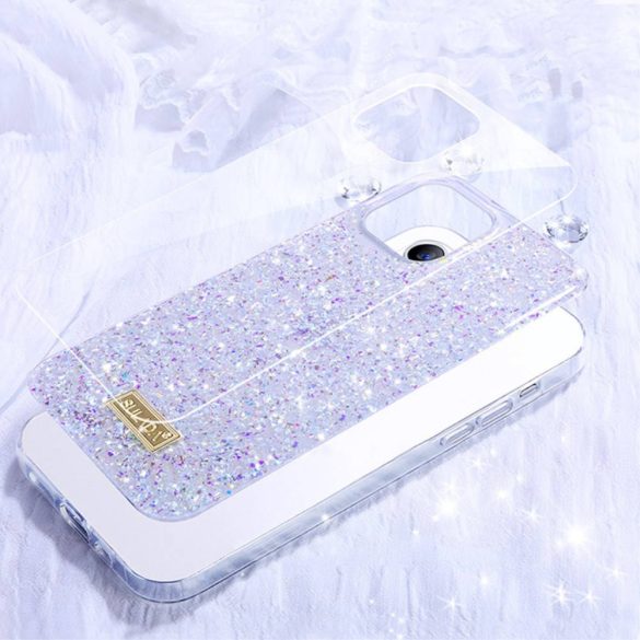 Sulada iPhone 13 Luminous Glitter hátlap, tok, lila