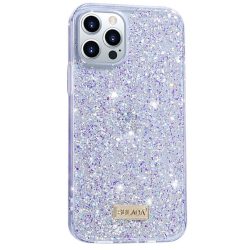 Sulada iPhone 13 Pro Luminous Glitter hátlap, tok, lila