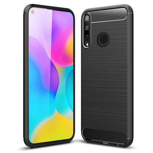 Carbon Case Flexible Huawei P40 Lite E/Y7P hátlap, tok, fekete