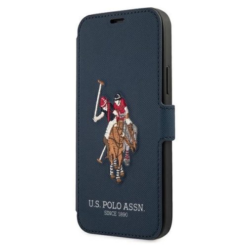 US Polo USFLBKP12LPUGFLNV iPhone 12 Pro Max 6,7" oldalra nyíló tok Polo Embroidery Collection, sötétkék