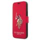 US Polo USFLBKP12SPUGFLRE iPhone 12 mini 5,4" oldalra nyíló tok Polo Embroidery Collection, piros