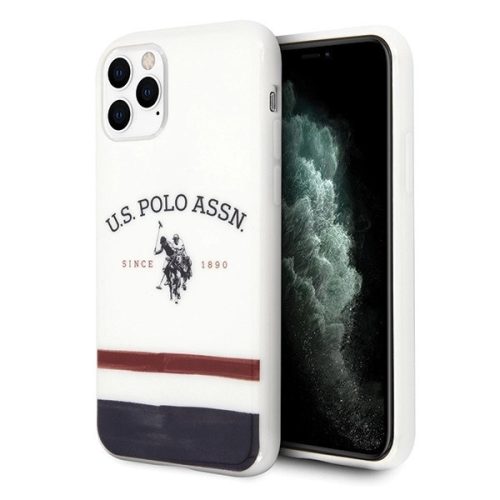 US Polo hátlap, tok USHCN58PCSTRB iPhone 11 Pro Tricolor Pattern Collection, fehér