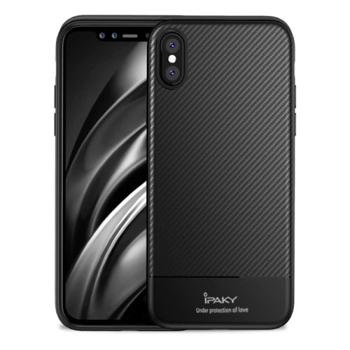 iPaky iPhone Xs Max Carbon Fiber flexible hátlap, tok, fekete