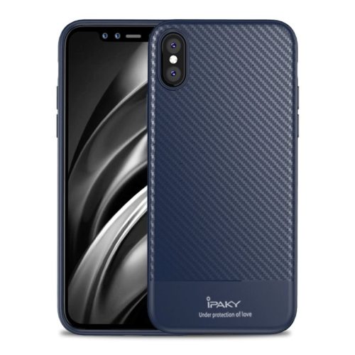 iPaky iPhone Xs Max Carbon Fiber flexible hátlap, tok, kék