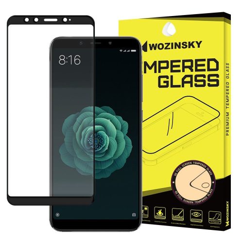 Wozinsky Xiaomi Mi A2/Mi 6X Pro Glass Screen 5D Full Glue teljes kijelzős edzett üvegfólia (tempered glass), 9H keménységű, tokbarát, fekete