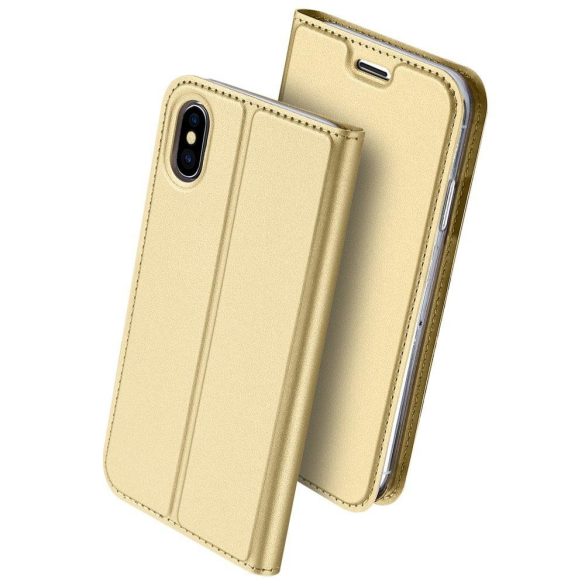 Dux Ducis Skin Pro iPhone Xs Max oldalra nyíló tok, arany